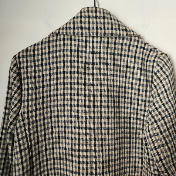 Banana Republic | Italian Double Faced Top Coat Camel/Black Plaid - Sz L Petite - Picture 12 of 15